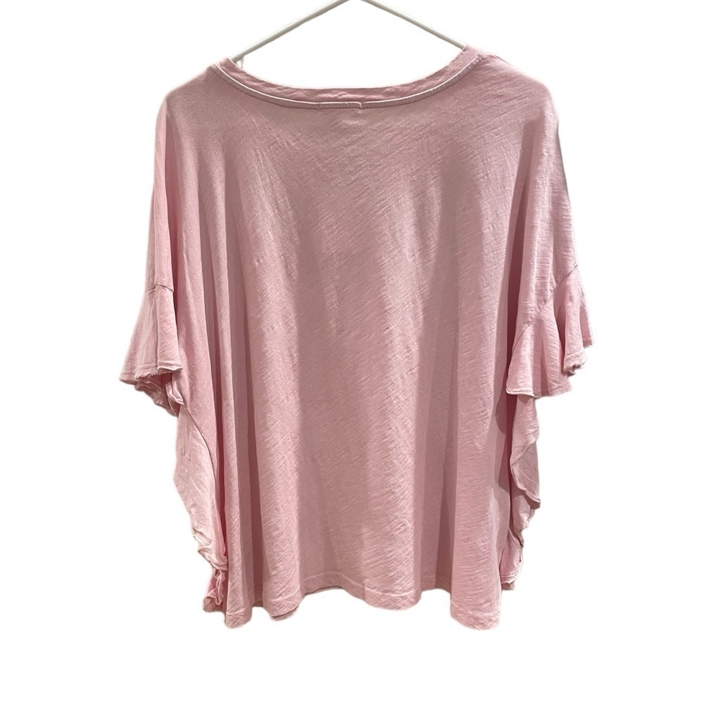 NWT - Sundry Pink Ruffle Sleeve Heart Printed Top - Picture 3 of 4